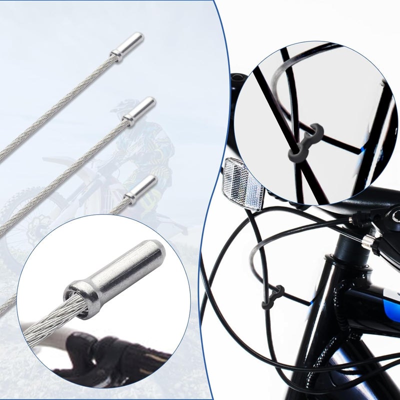 mamakoi Bike Cable End Caps, Bike Cable Clasps, Alloy Cable End Crimps,Derailleur Cable End Cap,Bicycle Rotatable S-Hook Clips, Alloy non rusting, Bike Brake Cable End Tips for MTB Road Mountain Bicycle,60PCS - Image 2